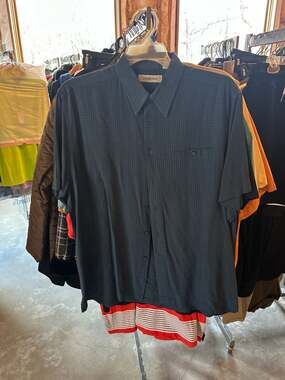 Rip Curl Mens Short Sleeve Button Front Striped Shirt Gray Size Small